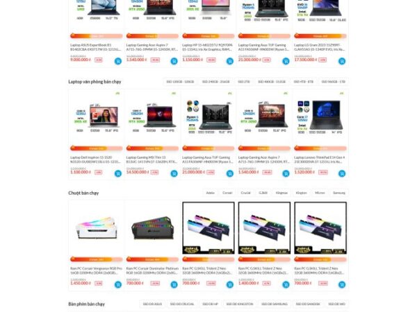 Theme wordpress bán thiết bị máy tính laptop giống Gearvn